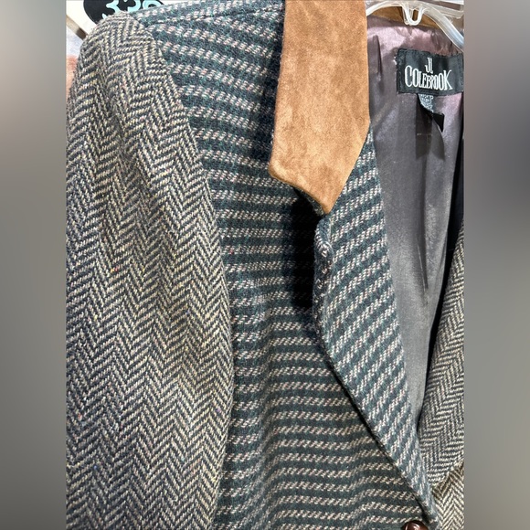 Vintage 90’s Blazer Multi Pattern Tweed Suede Collar Small JL Colebrook EUC - Picture 2 of 10